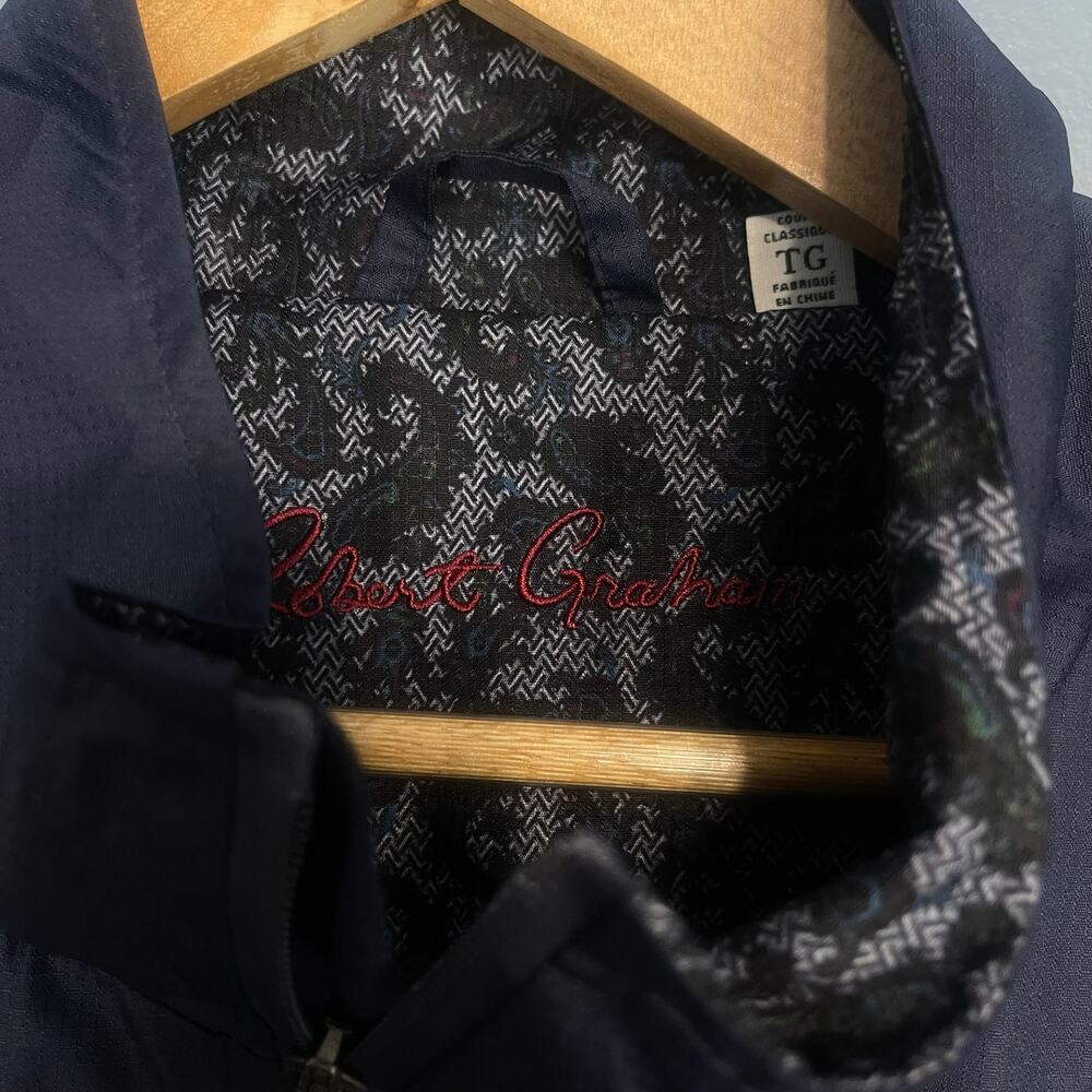 Robert Graham Men's Classic Fit Derek Windbreaker Jacket Navy XL - Picture 8 of 10
